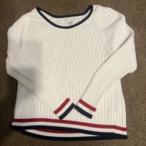 Forever 21 Women Cropped Striped Sweater Long Sleeve XXXL Pullover